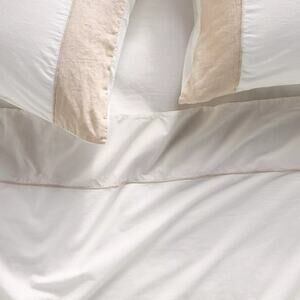 Anthropologie Cotton-Linen Queen Sheet Set – Ivory – Fatine Collection – NWT